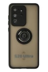 Mey İthalat®  Samsung Galaxy S20 Ultra Kılıf Montreal Yüzüklü Silikon Kapak - Siyah