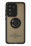 Mey İthalat®  Samsung Galaxy S20 Ultra Kılıf Montreal Yüzüklü Silikon Kapak - Siyah