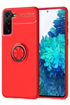 Mey İthalat®  Samsung Galaxy S21 Plus Kılıf Range Yüzüklü Silikon - Kırmızı