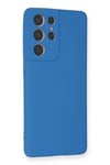 Mey İthalat®  Samsung Galaxy S21 Ultra Kılıf Nano içi Kadife Silikon - Mavi