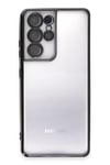 Mey İthalat®  Samsung Galaxy S21 Ultra Kılıf  Lensli Silikon - Siyah