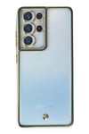 Mey İthalat®  Samsung Galaxy S21 Ultra Kılıf Liva Lens Silikon - Yeşil