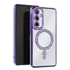 Mey İthalat®  Samsung Galaxy S23 FE Joke Simli Magneticsafe Kılıf - Derin Mor