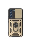 Mey İthalat®  Samsung Galaxy S23 FE Kılıf Pars Lens Yüzüklü Silikon - Gold