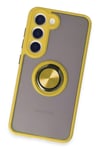 Mey İthalat®  Samsung Galaxy S23 Kılıf Montreal Yüzüklü Silikon Kapak - Sarı