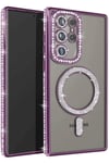 Mey İthalat®  Samsung Galaxy S23 Ultra Joke Simli Magneticsafe Kılıf - Derin Mor