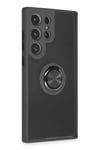 Mey İthalat®  Samsung Galaxy S23 Ultra Kılıf Montreal Yüzüklü Silikon Kapak - Siyah