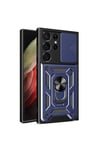 Mey İthalat®  Samsung Galaxy S23 Ultra Kılıf Pars Lens Yüzüklü Silikon - Lacivert