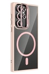 Mey İthalat®  Samsung Galaxy S23 Ultra Remim Lensli Magsafe Standlı Kapak - Pembe