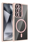 Mey İthalat®  Samsung Galaxy S23 Ultra Remim Lensli Magsafe Standlı Kapak - Pembe