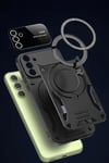 Mey İthalat®  Samsung Galaxy S24 FE Kılıf Joy Lens Standlı Kapak - Siyah