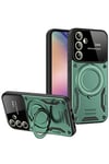 Mey İthalat®  Samsung Galaxy S24 FE Kılıf Joy Lens Standlı Kapak - Koyu Yeşil