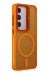 Mey İthalat®  Samsung Galaxy S24 Flet Lens Magsafe Kapak - Turuncu