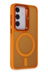 Mey İthalat®  Samsung Galaxy S24 Plus Flet Lens Magsafe Kapak - Turuncu