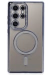 Mey İthalat®  Samsung Galaxy S24 Ultra Kılıf Joke Simli Magneticsafe Kılıf - Mavi