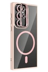 Mey İthalat®  Samsung Galaxy S24 Ultra Remim Lensli Magsafe Standlı Kapak - Pembe