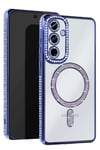 Mey İthalat®  Samsung Galaxy S25 Edge Joke Simli Magneticsafe Kılıf - Mavi