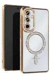 Mey İthalat®  Samsung Galaxy S25 Edge Joke Simli Magneticsafe Kılıf - Gold