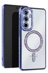 Mey İthalat®  Samsung Galaxy S25 Edge Joke Simli Magneticsafe Kılıf - Mavi