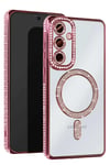 Mey İthalat®  Samsung Galaxy S25 Edge Joke Simli Magneticsafe Kılıf - Pembe