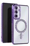 Mey İthalat®  Samsung Galaxy S25 Edge Joke Simli Magneticsafe Kılıf - Derin Mor