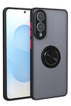 Mey İthalat®  Samsung Galaxy S25 Edge Kılıf Montreal Yüzüklü Silikon Kapak - Siyah