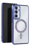 Mey İthalat®  Samsung Galaxy S25 Kılıf Joke Simli Magneticsafe Kılıf - Mavi