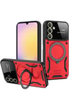 Mey İthalat®  Samsung Galaxy S25 Plus Kılıf Joy Lens Standlı Kapak - Kırmızı
