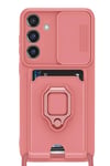 Mey İthalat®  Samsung Galaxy S25 Plus Kılıf Zuma Kartvizitli Yüzüklü Silikon - Pembe