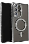 Mey İthalat®  Samsung Galaxy S25 Ultra Kılıf Joke Simli Magneticsafe Kılıf - Siyah