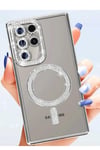 Mey İthalat®  Samsung Galaxy S25 Ultra Kılıf Joke Simli Magneticsafe Kılıf - Siyah