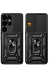 Mey İthalat®  Samsung Galaxy S25 Ultra Kılıf Pars Lens Yüzüklü Silikon - Yeşil