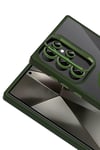 Mey İthalat®  Samsung Galaxy S25 Ultra Remim Lensli Magsafe Standlı Kapak - Koyu Yeşil