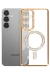 Mey İthalat®  Samsung Galaxy S26 Plus Joke Simli Magneticsafe Kılıf - Gold