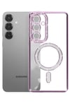 Mey İthalat®  Samsung Galaxy S26 Plus Joke Simli Magneticsafe Kılıf - Derin Mor