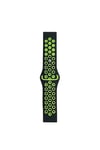 Mey İthalat®  Watch 20mm Spor Delikli Kordon - Siyah-Yeşil