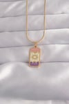 Mey İthalat® 316L Çelik Gold Renk Karışık Mineli Ay Figür Tarot Kolye