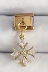 Mey İthalat® 316L Çelik Gold Renk Sallantı Zirkon Taşlı Kar Tanesi Model Nomination Charm