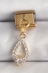 Mey İthalat® 316L Çelik Gold Renk Sallantı Zirkon Taşlı Damla Model Nomination Charm