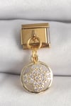Mey İthalat® 316L Çelik Gold Renk Sallantı Zirkon Taşlı Yonca Model Nomination Charm