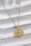 Mey İthalat® 316L Çelik Gold Renk Zincr Mavi Taşlı Lotus Model Kadın Kolye