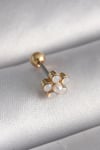 Mey İthalat® 316L Çelik Gold Renk Zirkon Taşlı Çiçek Model Tragus Piercing