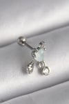 Mey İthalat® 316L Çelik Gümüş Renk Beyaz Minelik Kalp Sallantı Zirkon Taş Detay Tragus Piercing