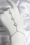 Mey İthalat® 316L Çelik Gümüş Renk Beyaz Yonca Model Kadın Şahmeran