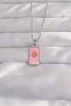 Mey İthalat® 316L Çelik Gümüş Renk Pembe Mineli Güneş Model Tarot Kolye