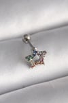 Mey İthalat® 316L Çelik Gümüş Renk Renkli Zirkon Taşlı Yıldız Model Tragus Piercing