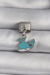 Mey İthalat® 316L Çelik Gümüş Renk Sallantı Mavi Balina Model Nomination Charm