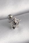 Mey İthalat® 316L Çelik Gümüş Renk Siyah Zirkon Taş Detay Örümcek Ağ Model Tragus Piercing