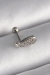 Mey İthalat® 316L Çelik Gümüş Renk Zirkon Taşlı Kanat Tragus Piercing