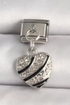 Mey İthalat® 316L Çelik Gümüş Renk Zirkon Taşlı Kalp Model Nomination Charm